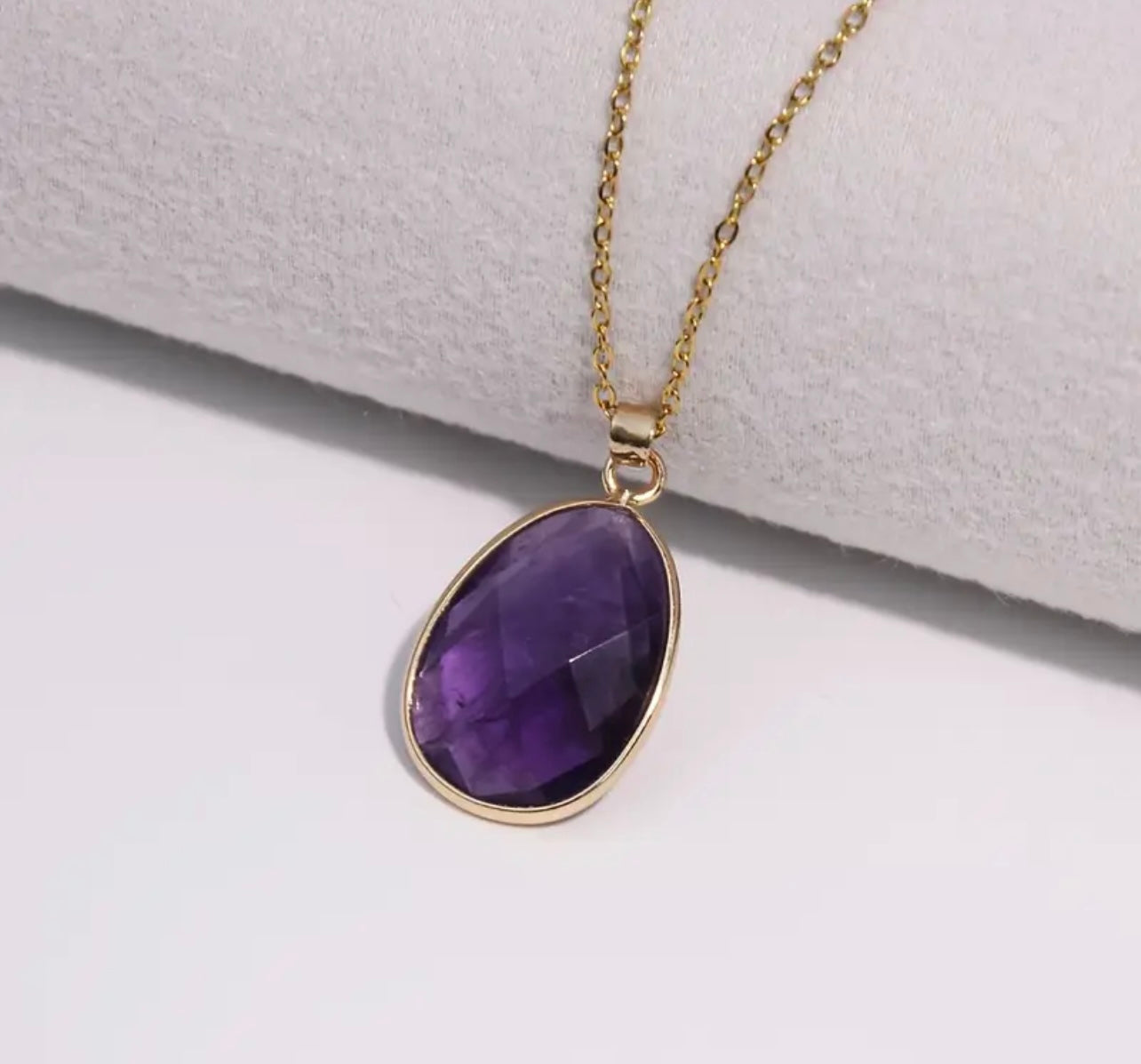 14k Gold Plated Natural Crystal Pendant Necklace | S95 Sterling Silver