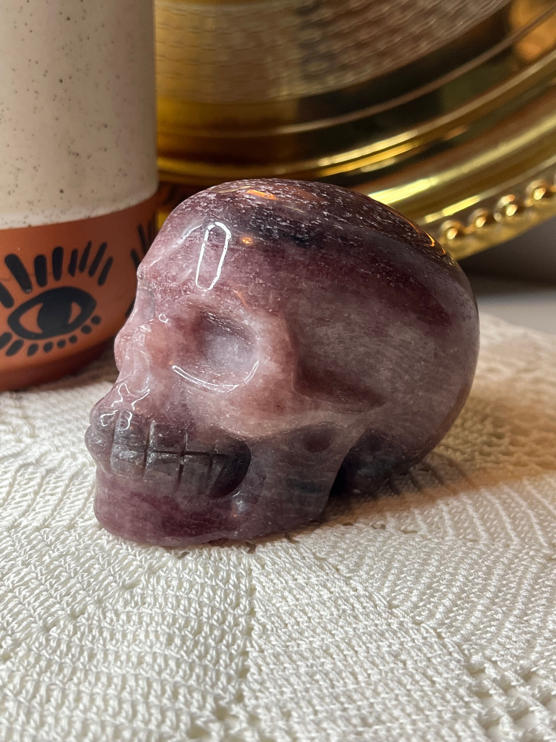 Strawberry Quartz Skull - Raven + Sage
