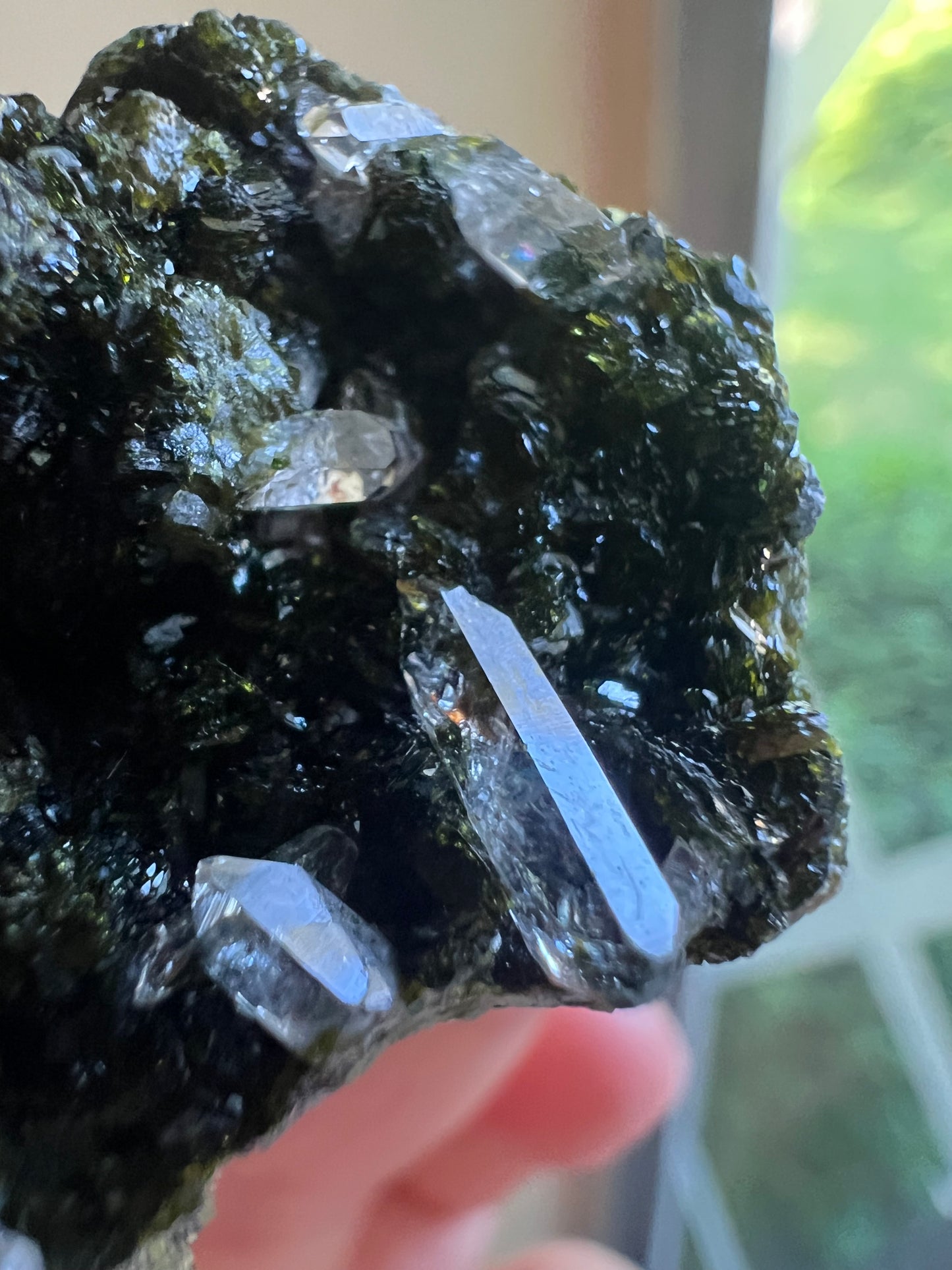 Epidote & Quartz Cluster with Hematite Inclusions