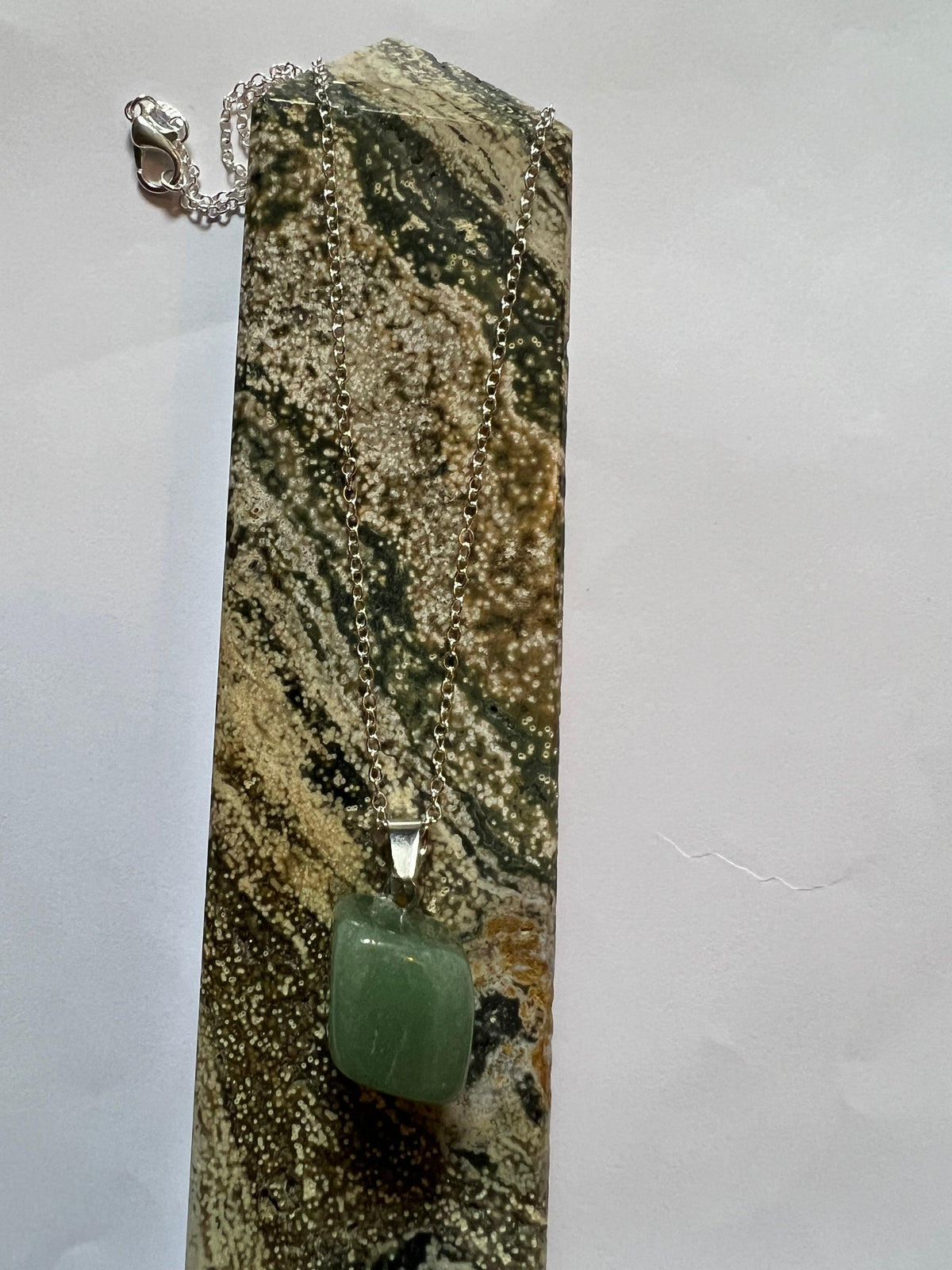 Green Aventurine Pendant on a sterling silver necklace