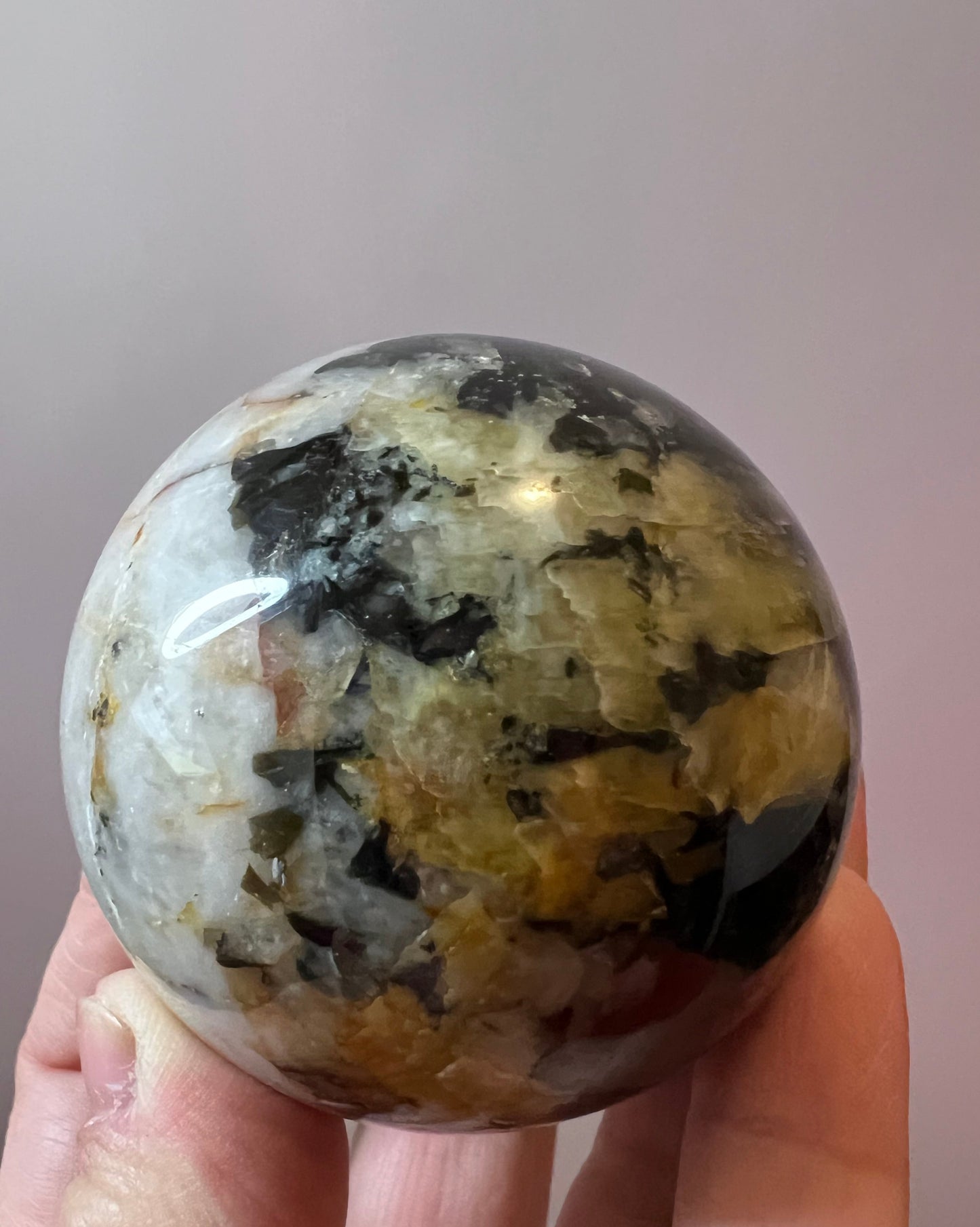 High- Grade Yellow Tourmaline with black Mica Sphere - Pakistan