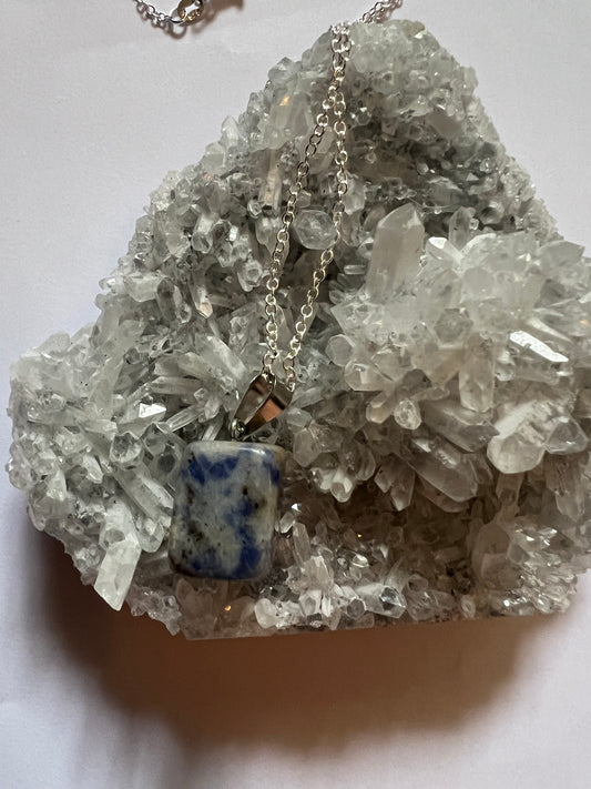 Sodalite Pendant on a sterling Silver Necklace