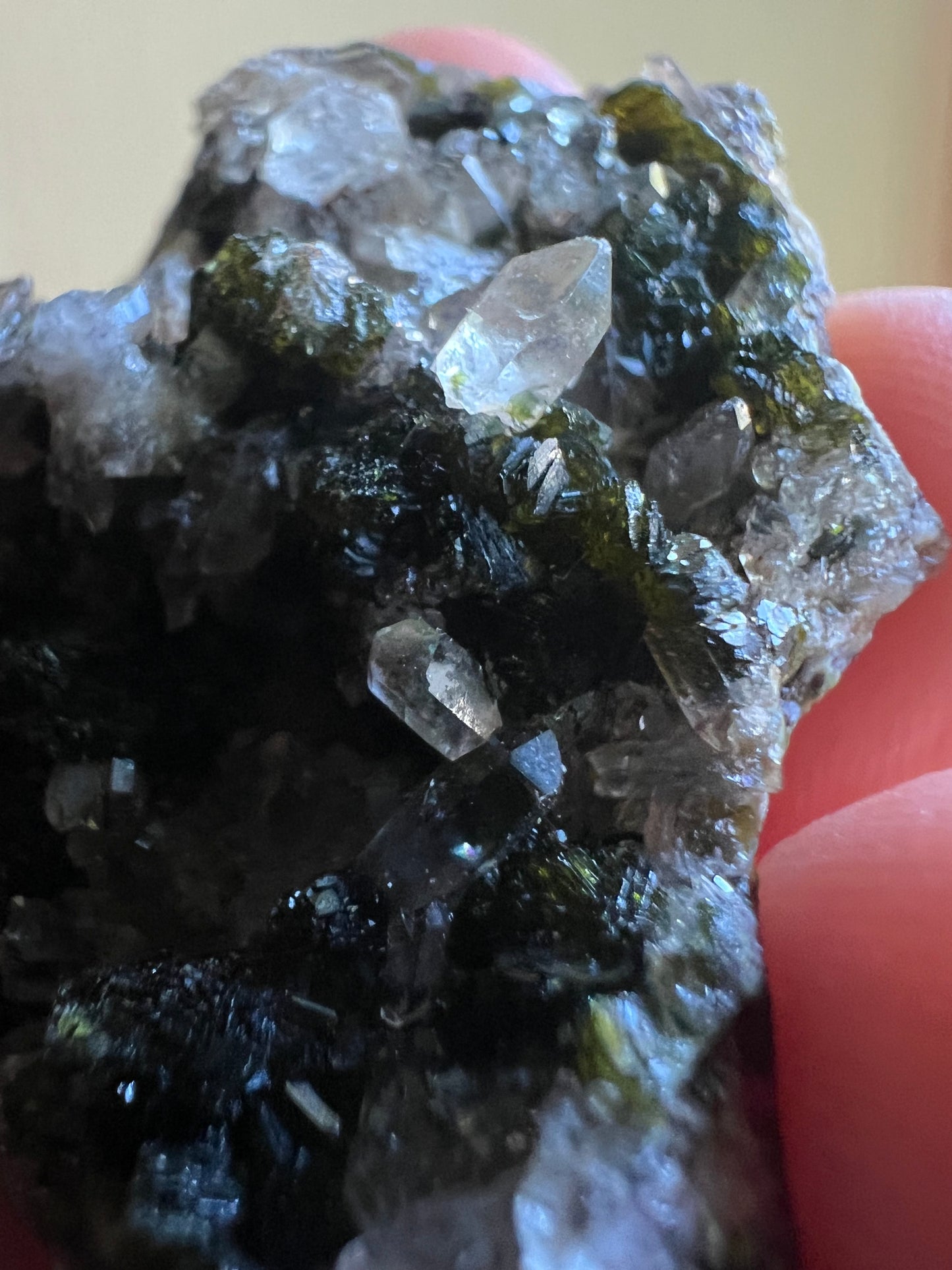 Epidote & Quartz Cluster with Hematite Inclusions