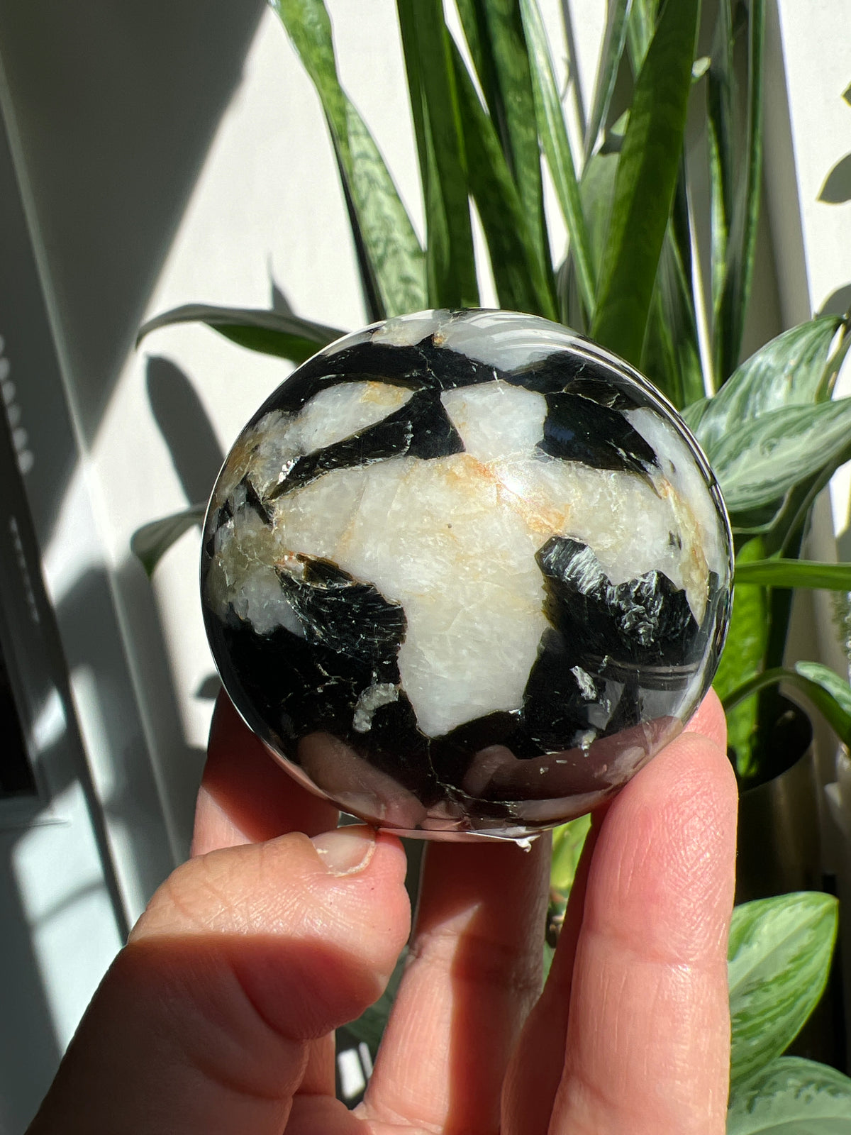 Black Tourmaline and Yellow Tourmaline Sphere