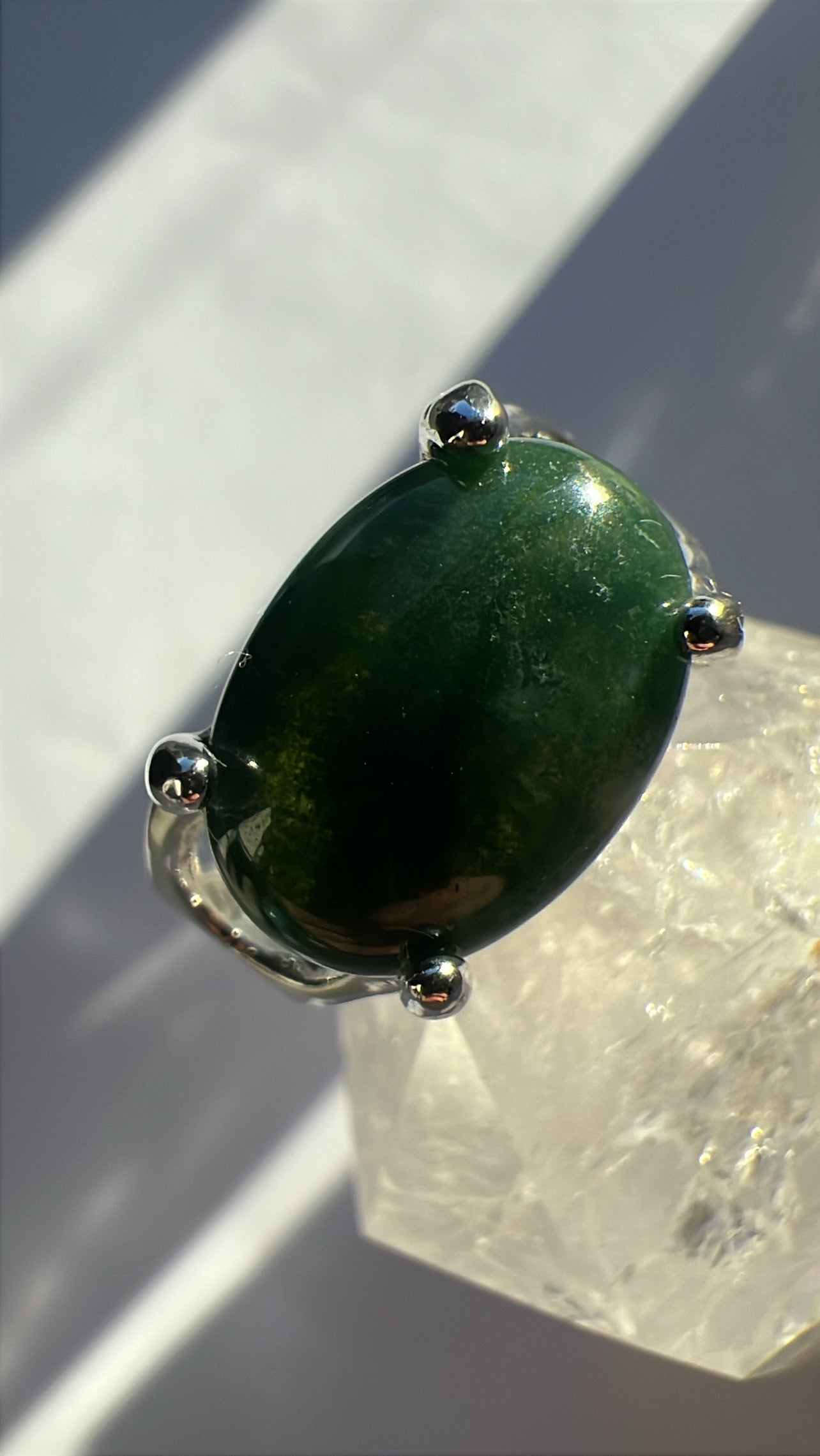 Moss Agate S925 Ring - Size 7