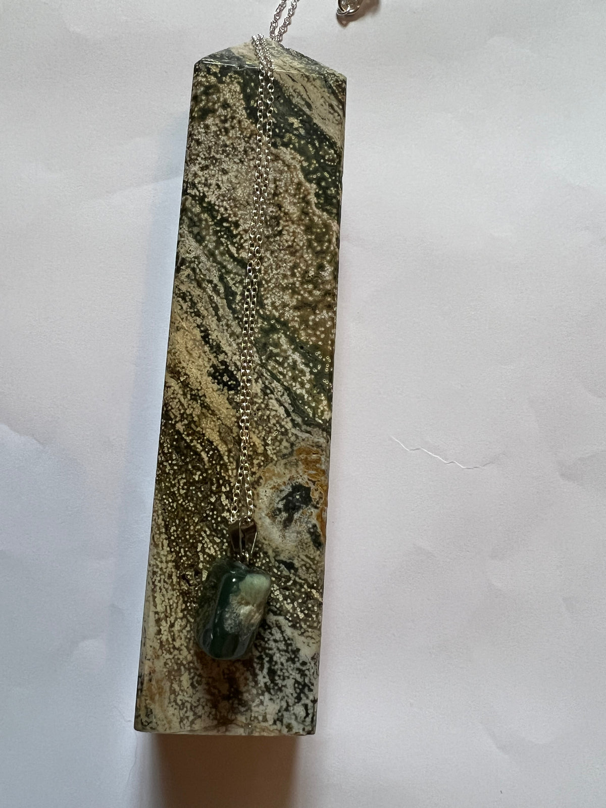 Moss Agate pendant on sterling silver necklace