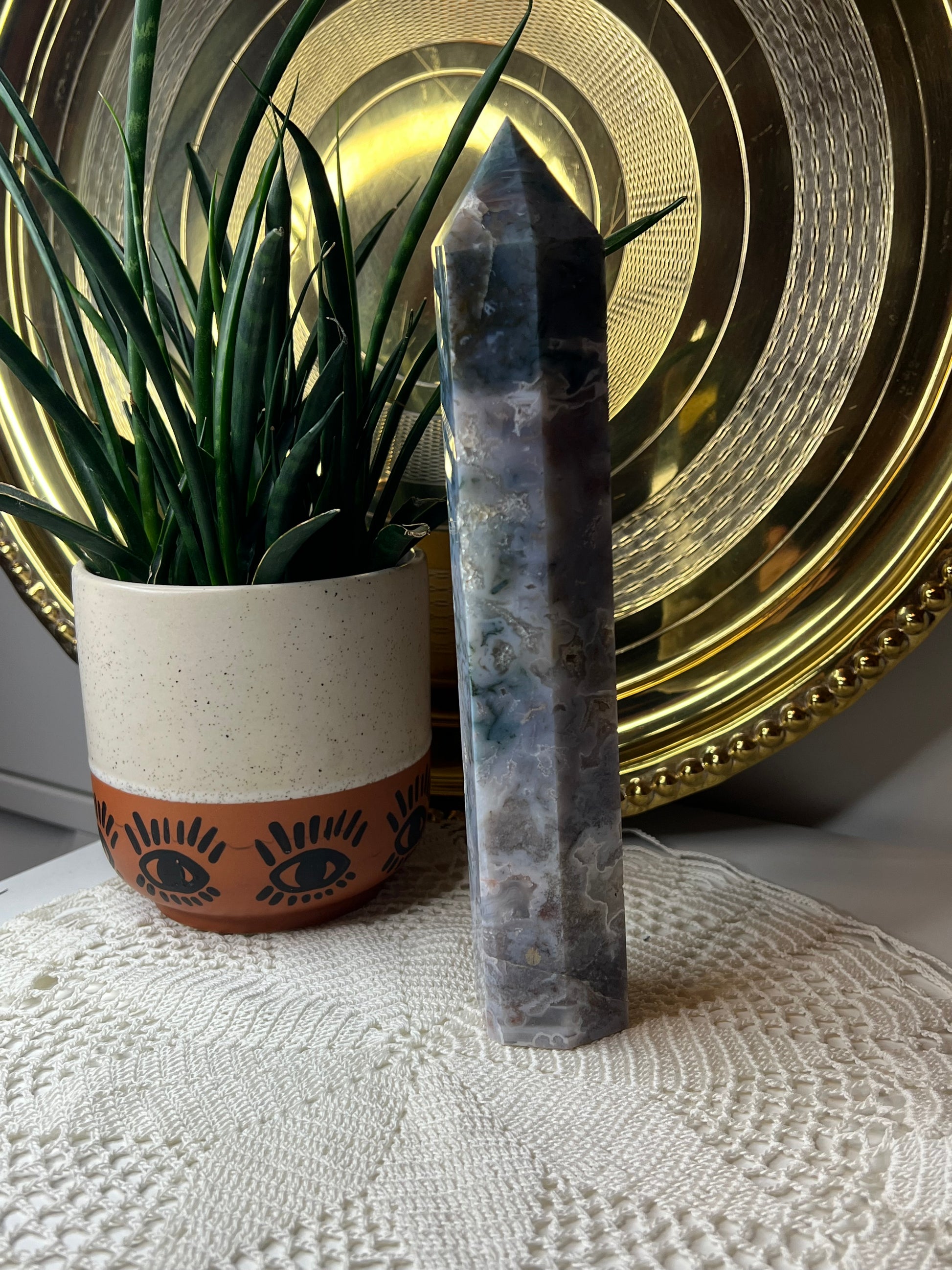 Moss Agate Tower - Raven + Sage