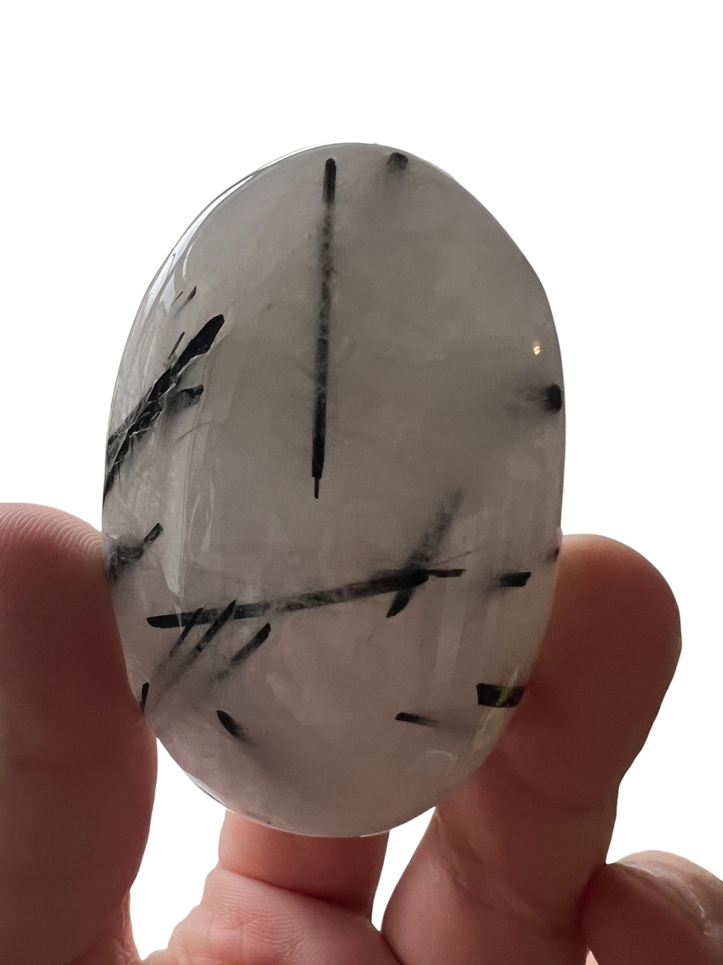 Tourmalinated Quartz Palm Stone - Brazil