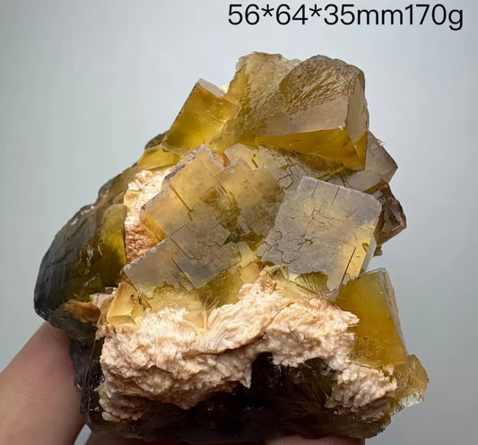 RARE- Beijing Yellow Fluorite Cube & Barite Symbiosis with Quartz - China