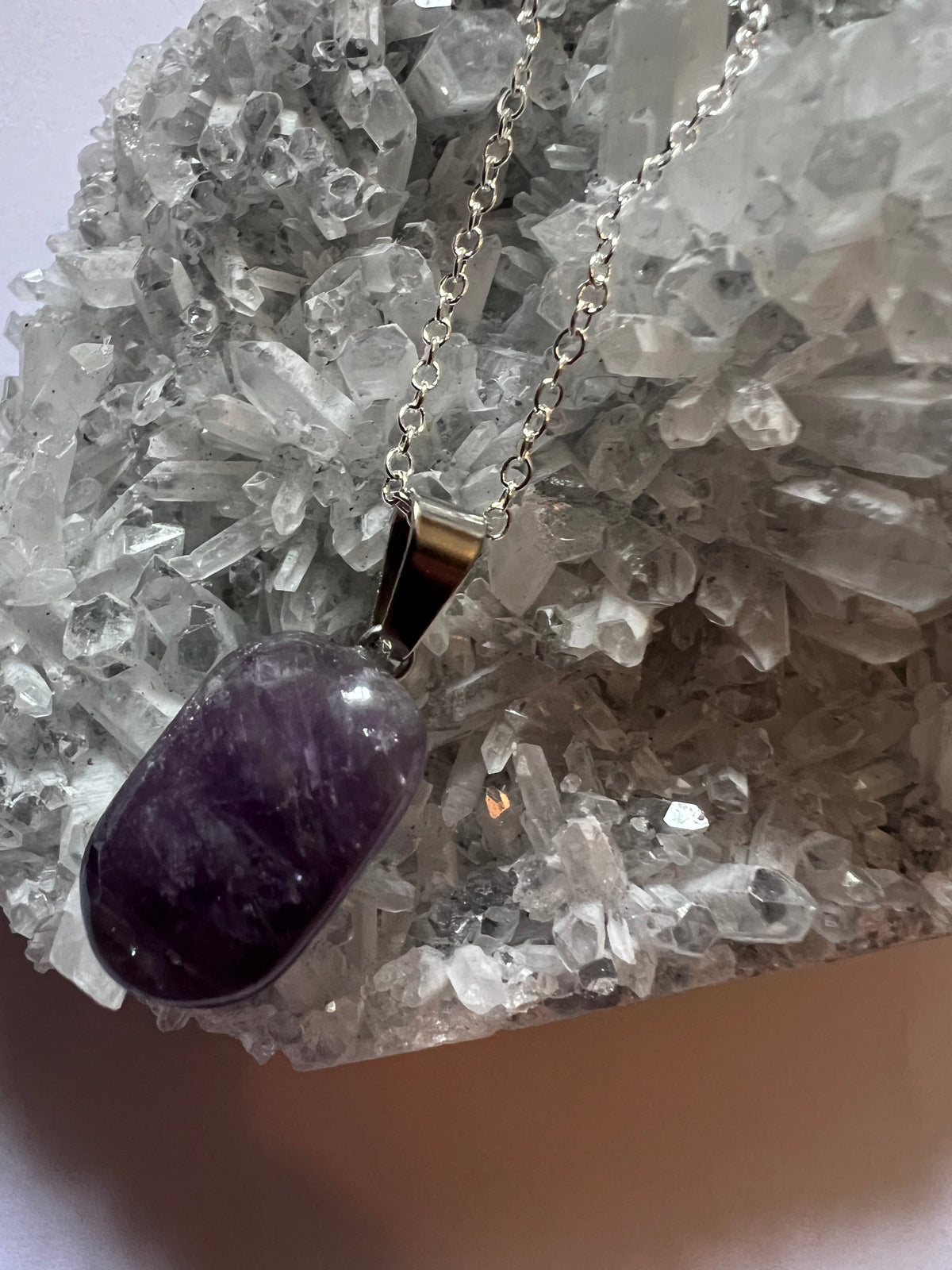 Amethyst Pendant on Sterling Silver Necklace