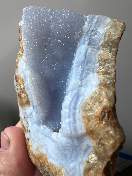 Blue Lace Agate Druzy Geode - South Africa