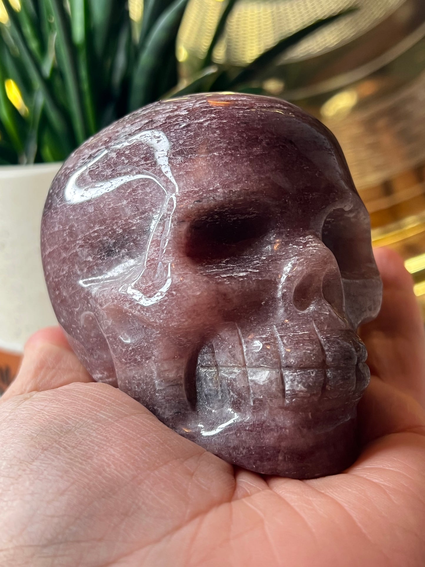 Strawberry Quartz Skull - Raven + Sage
