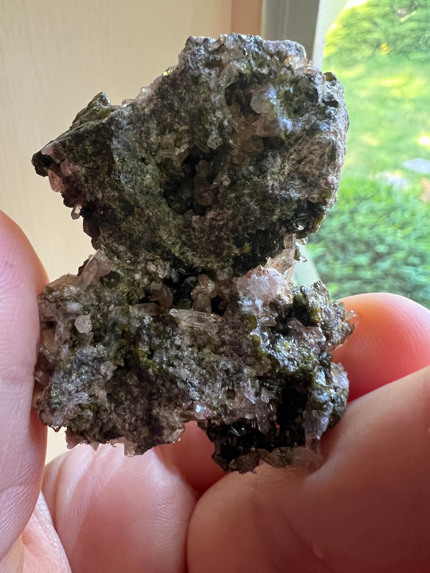 Epidote & Quartz Cluster with Hematite Inclusions