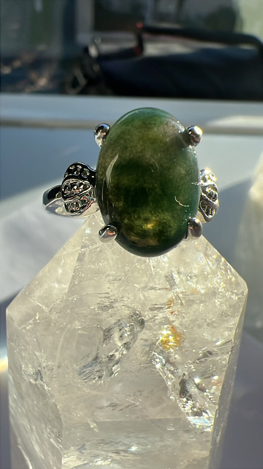 Moss Agate Ring - Size 8