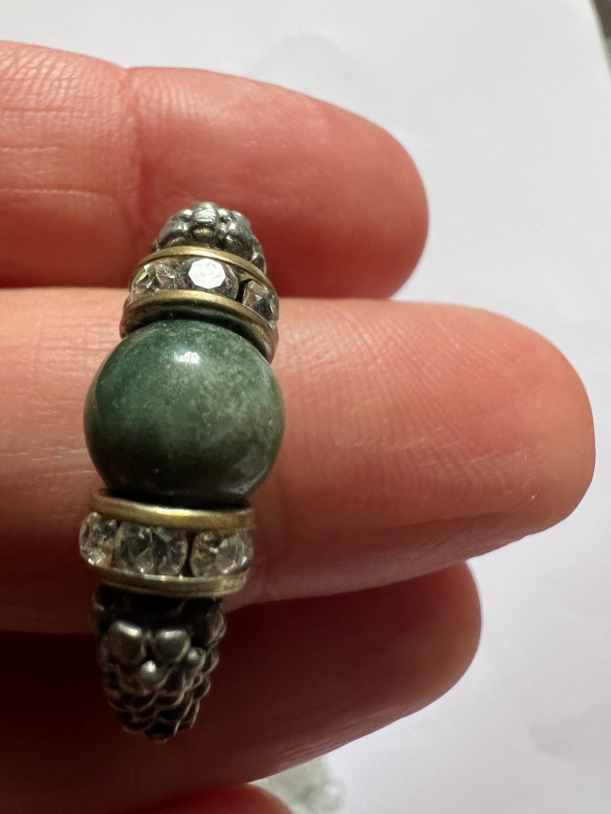 Vintage Green Jade Stretch Ring