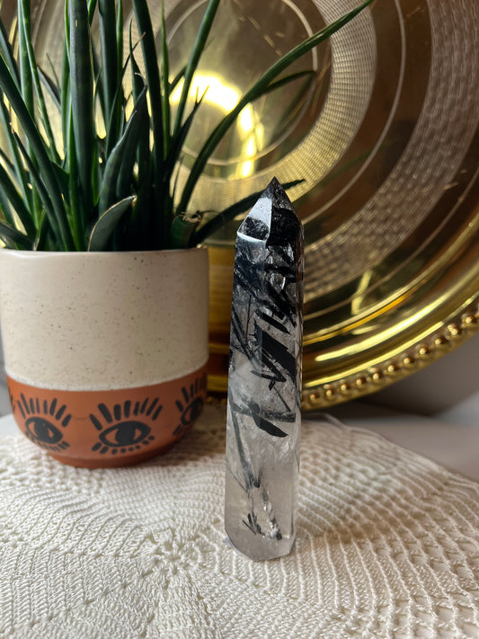 Tourmalated Quartz Tower - Raven + Sage
