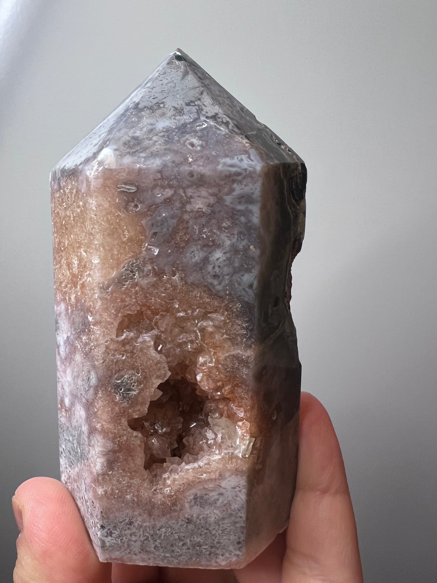 Rose Amethyst Tower with Druzy & Floral Formations - Argentina