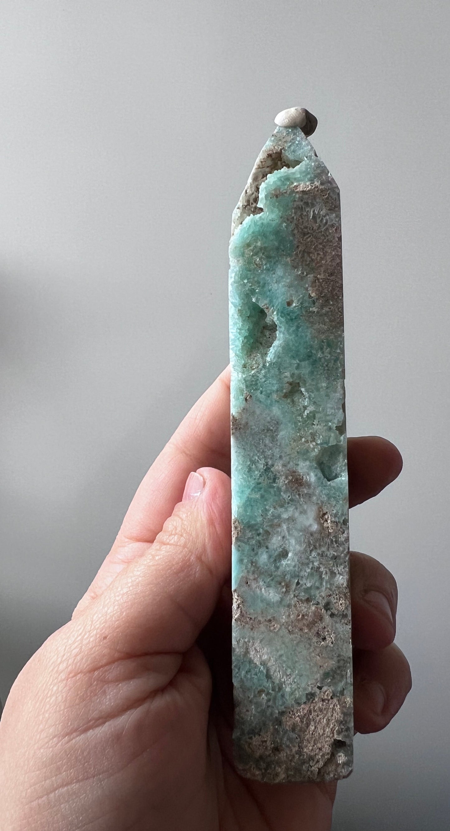 Raw Blue Hemimorphite Tower – Natural Cavernous Formation - China
