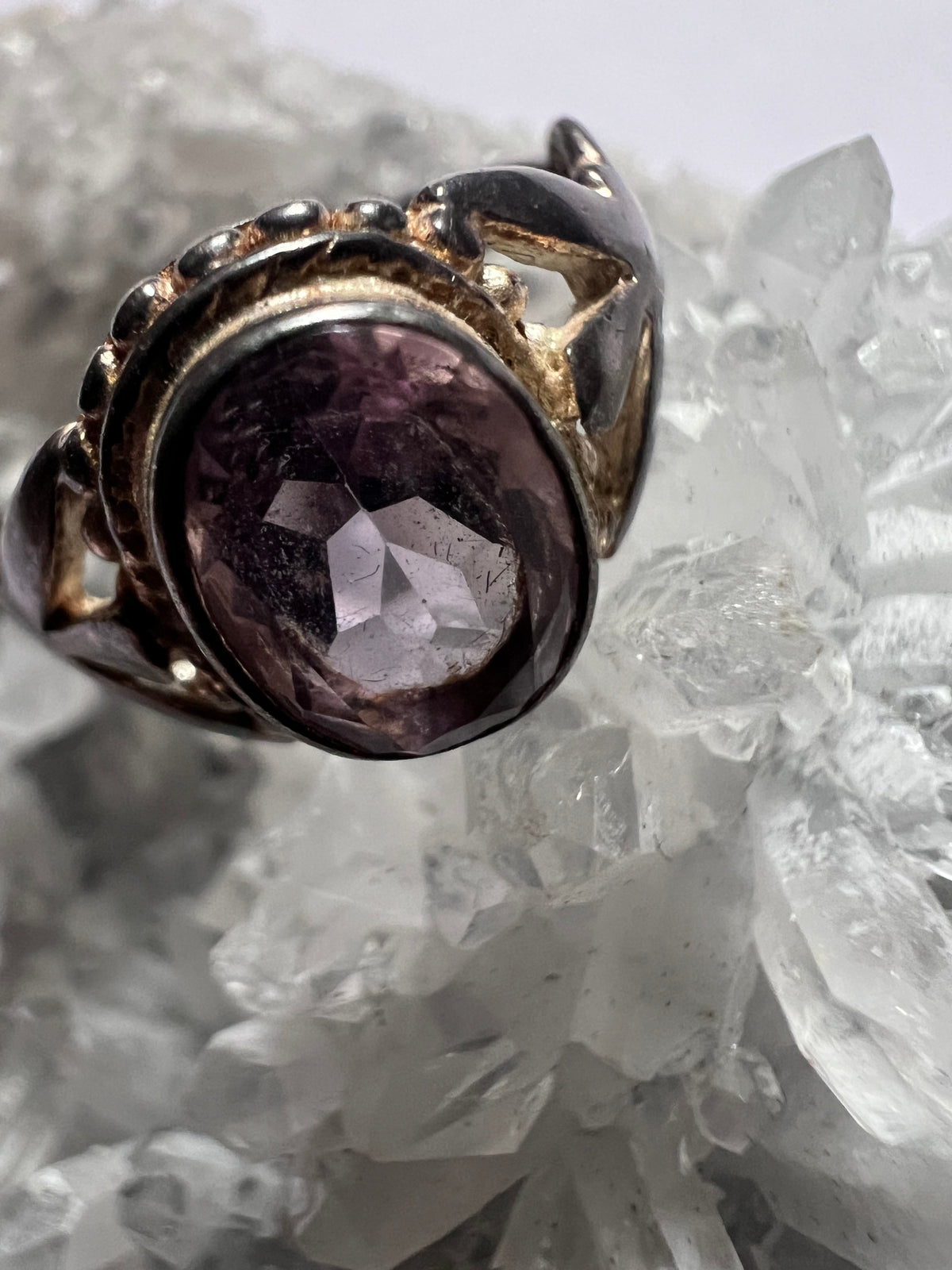 Vintage Faceted Amethyst Ring Size 7