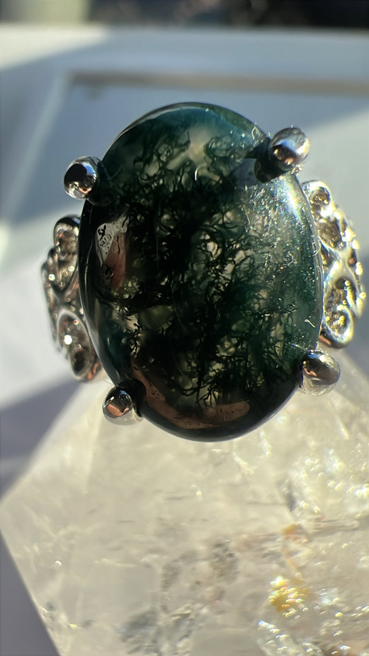 Moss Agate Ring - Size 6