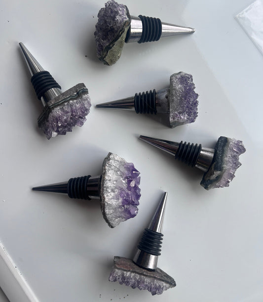 Amethyst wine Bottle Stopper - Handmade