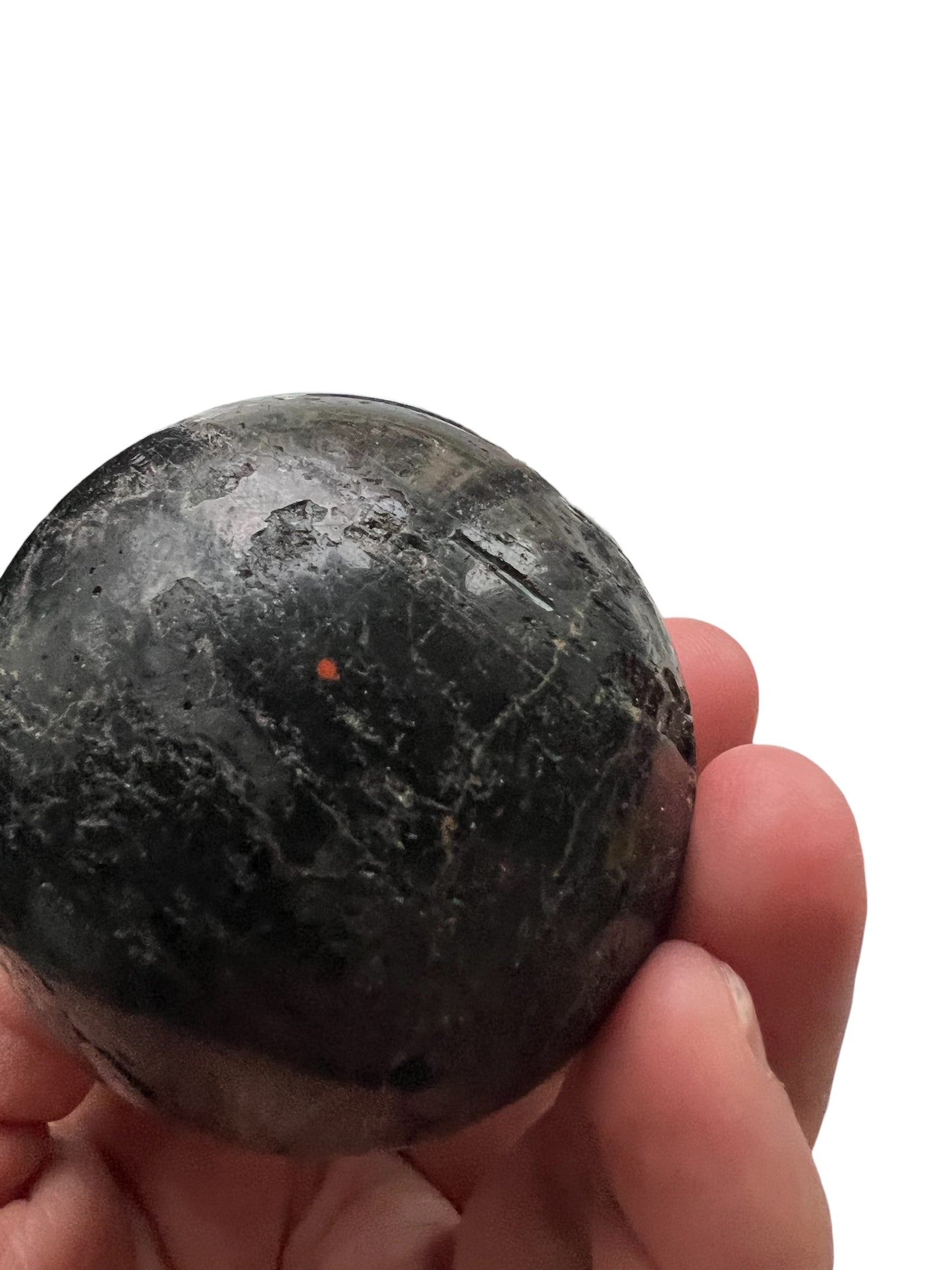 Black Tourmaline with Iron Sphere - Brazil