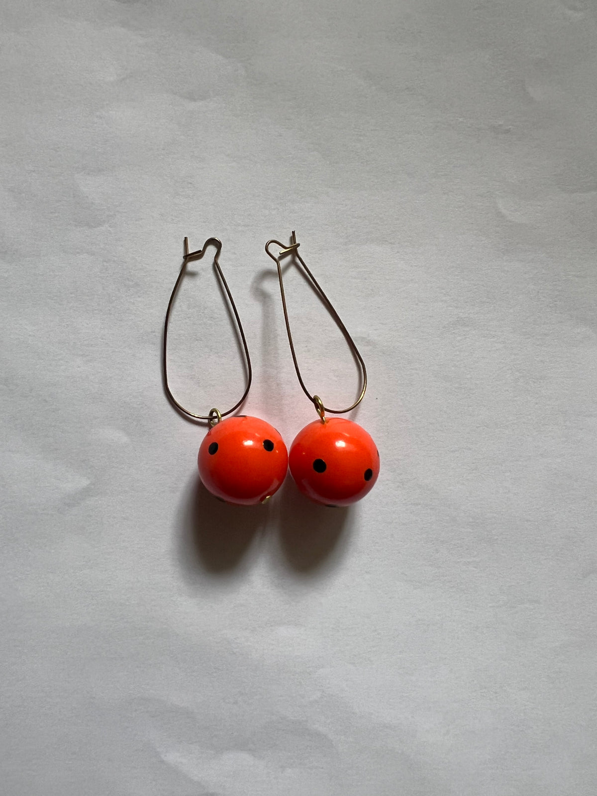 Vintage Orange & Black Polka Dot
Statement Dangle Earrings