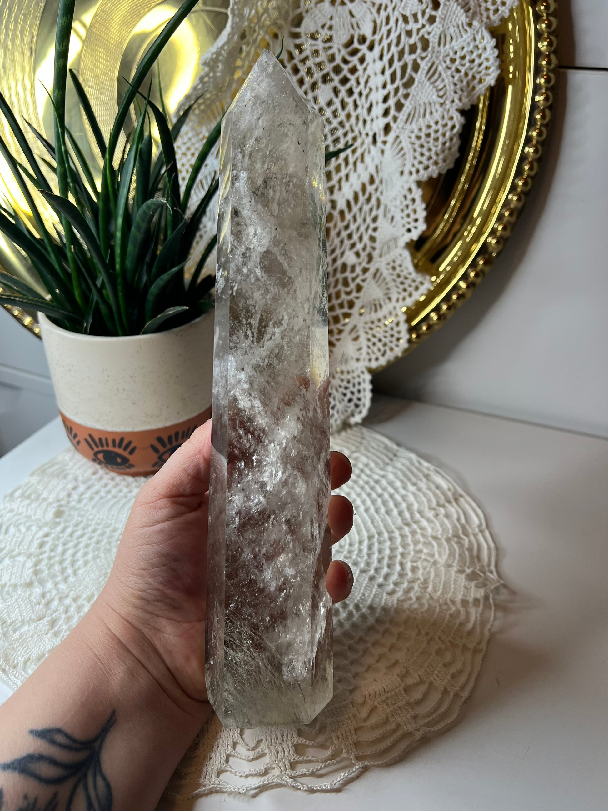 Smokey Quartz Tower with Rutile Inclusions - Raven + Sage