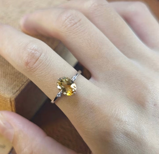 Citrine Oval Ring – S925 Sterling Silver