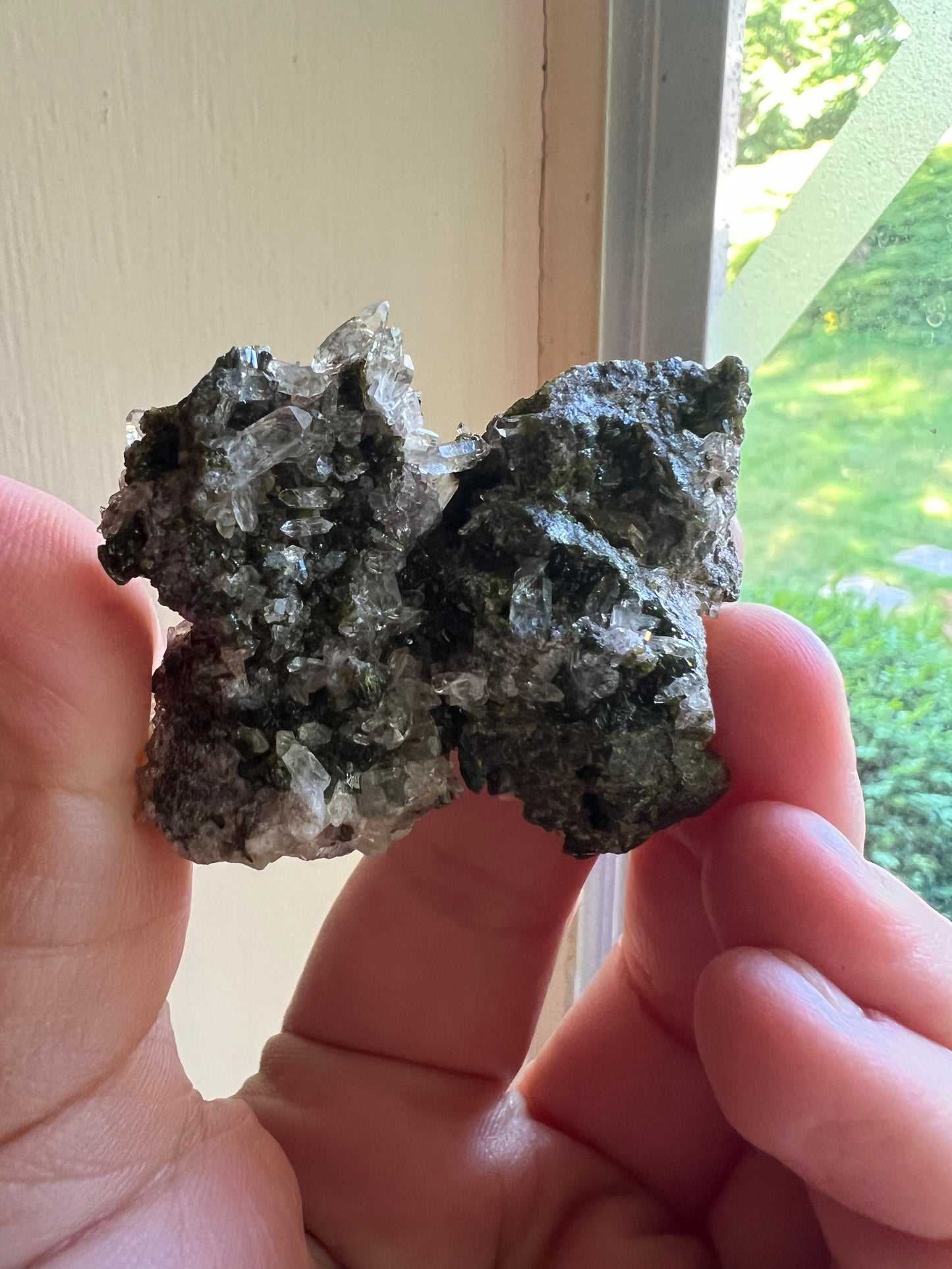 Epidote & Quartz Cluster with Hematite Inclusions