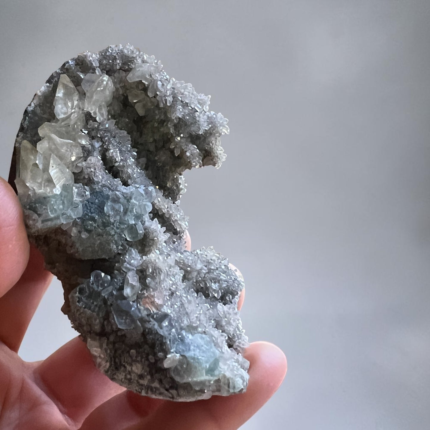 Fluorite, Smoky Quartz & Druzy Cluster