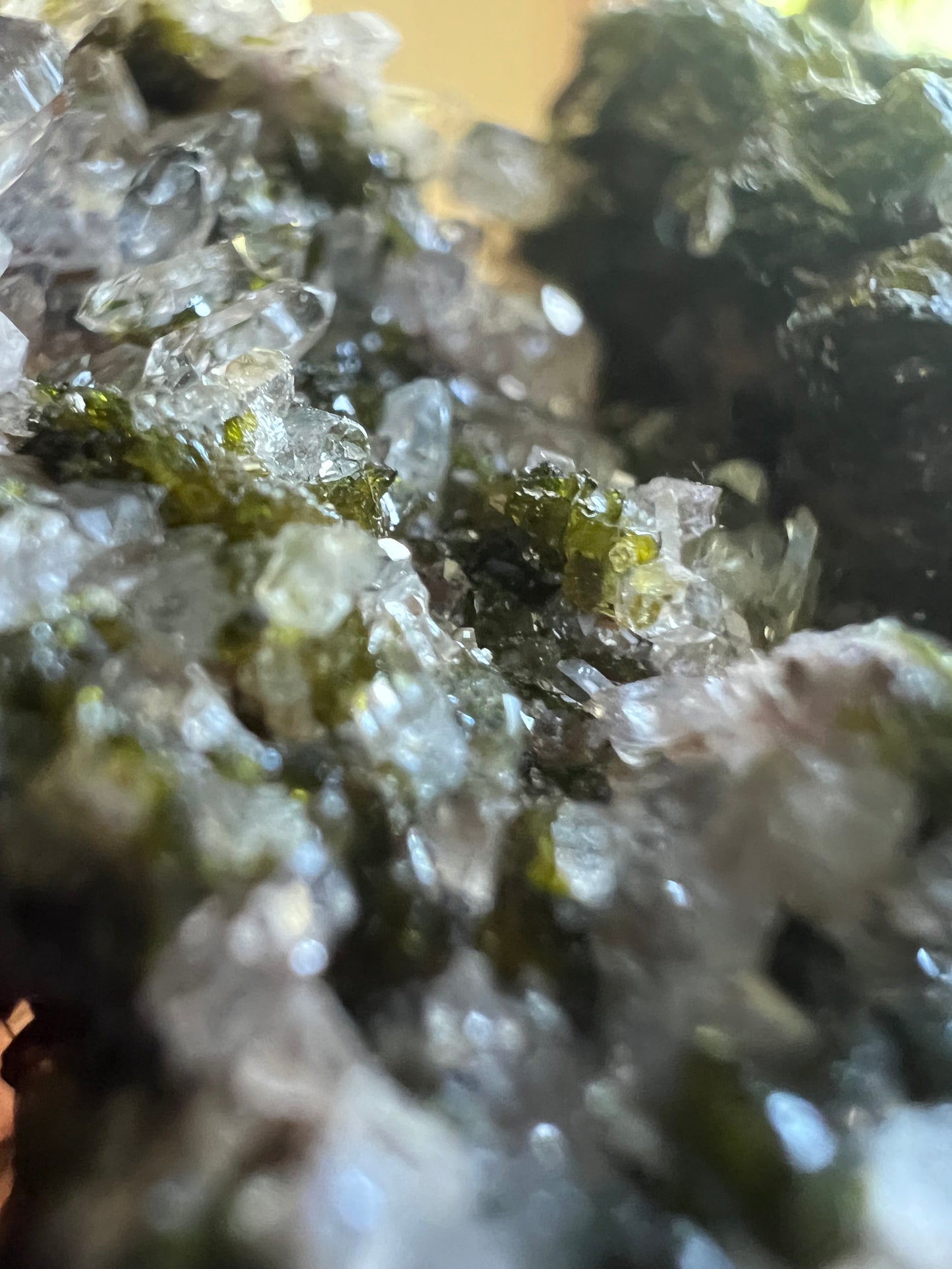 Epidote & Quartz Cluster with Hematite Inclusions