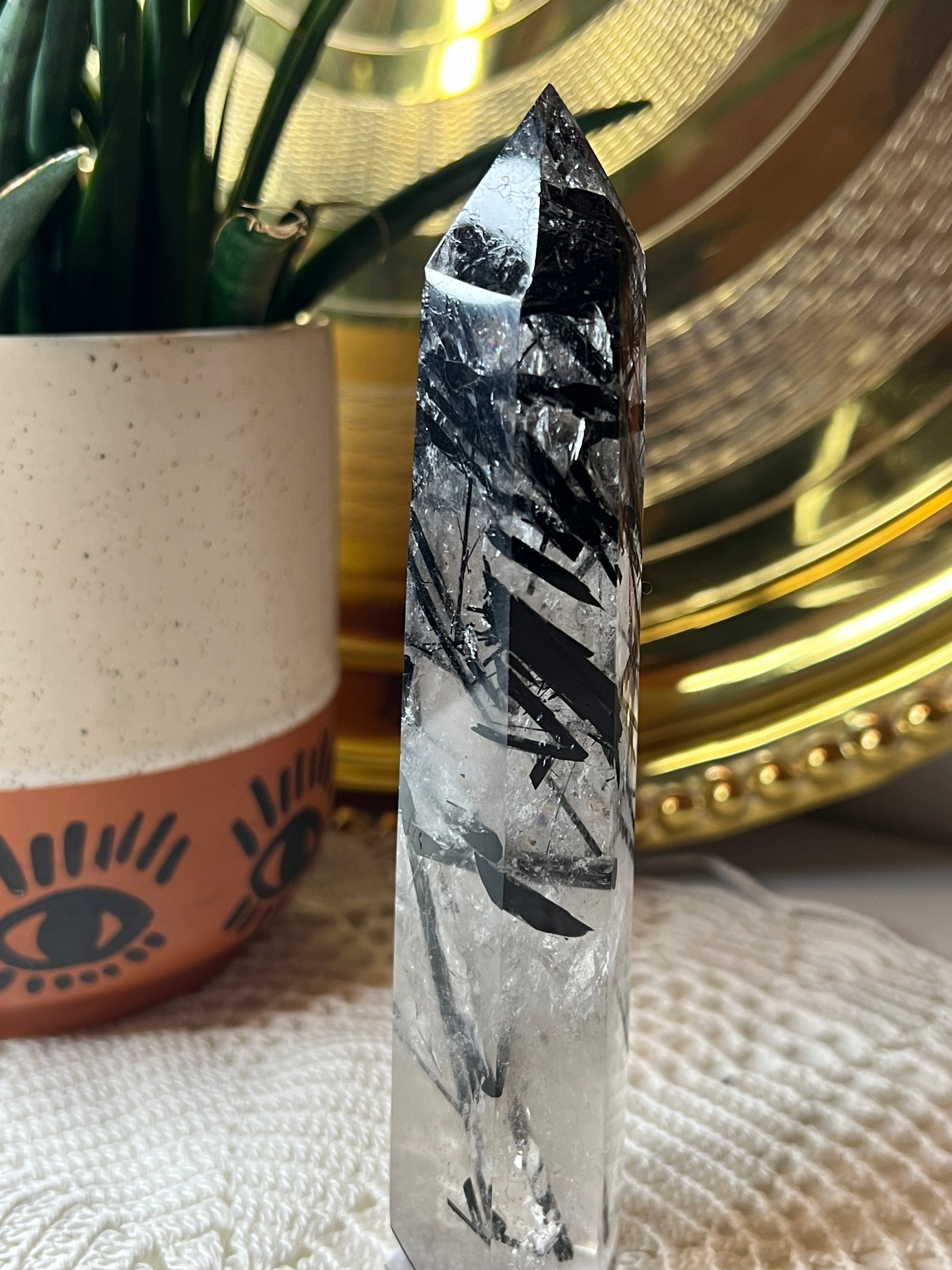 Tourmalated Quartz Tower - Raven + Sage