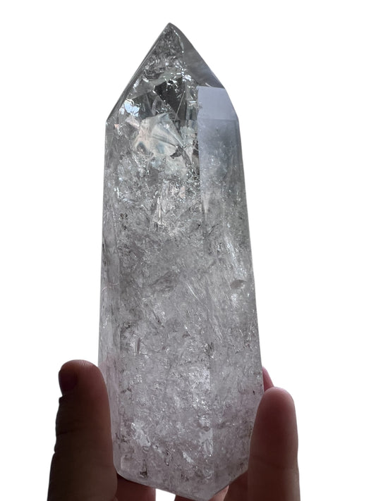 Clear Quartz Tower with Golden Healer Inclusions - Brazil