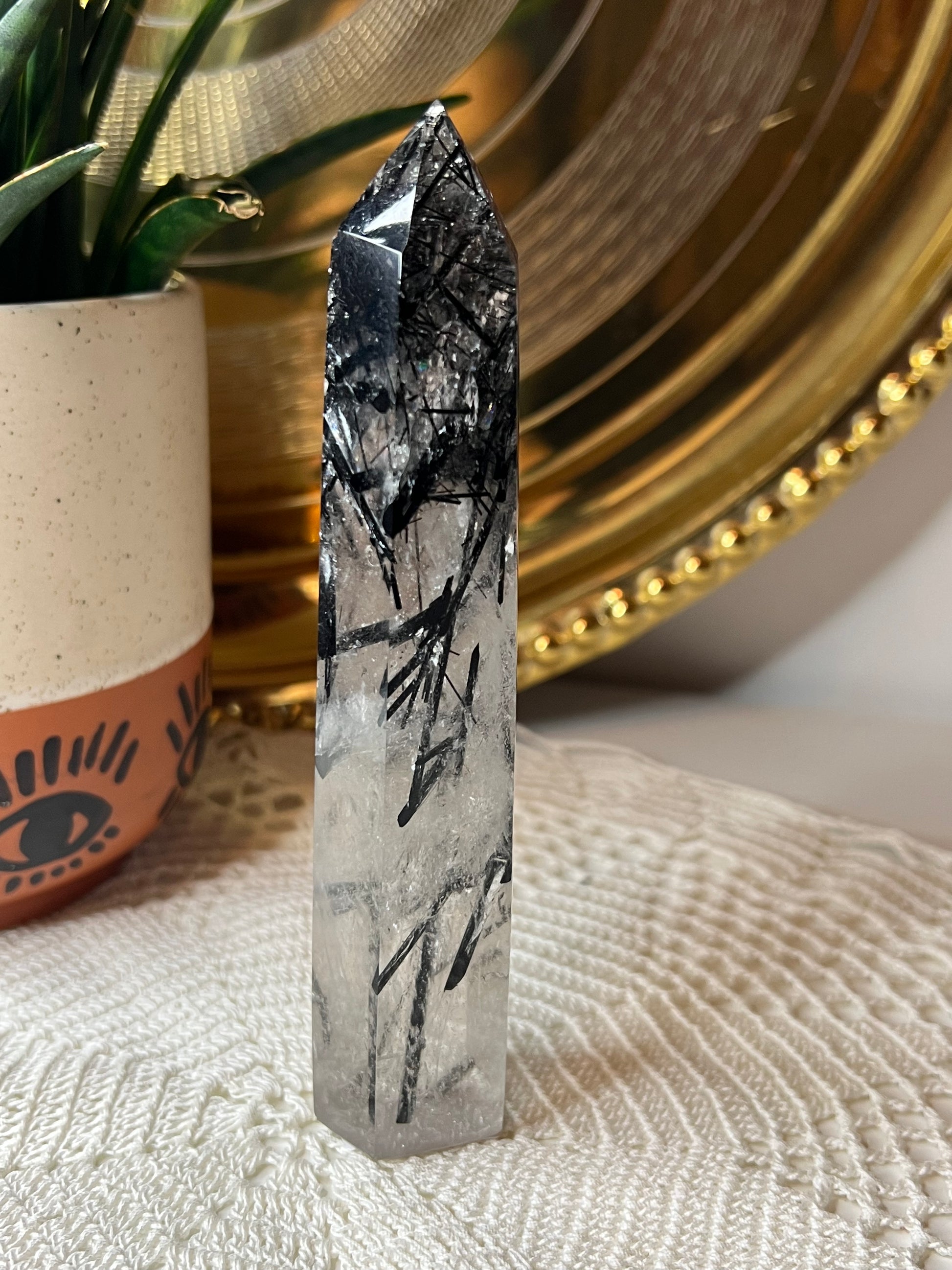 Tourmalated Quartz Tower - Raven + Sage
