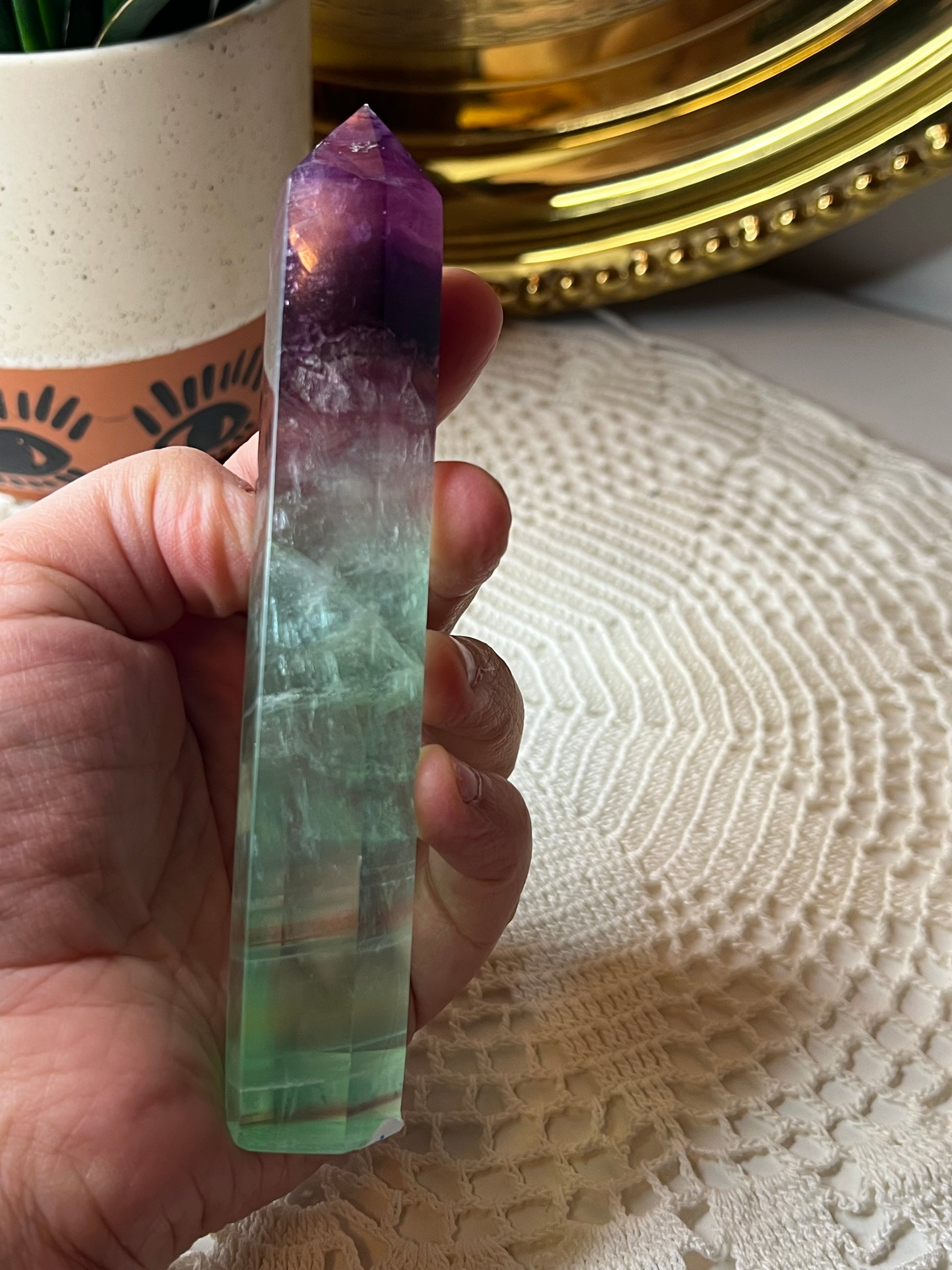 Watermelon Fluorite Tower - Raven + Sage