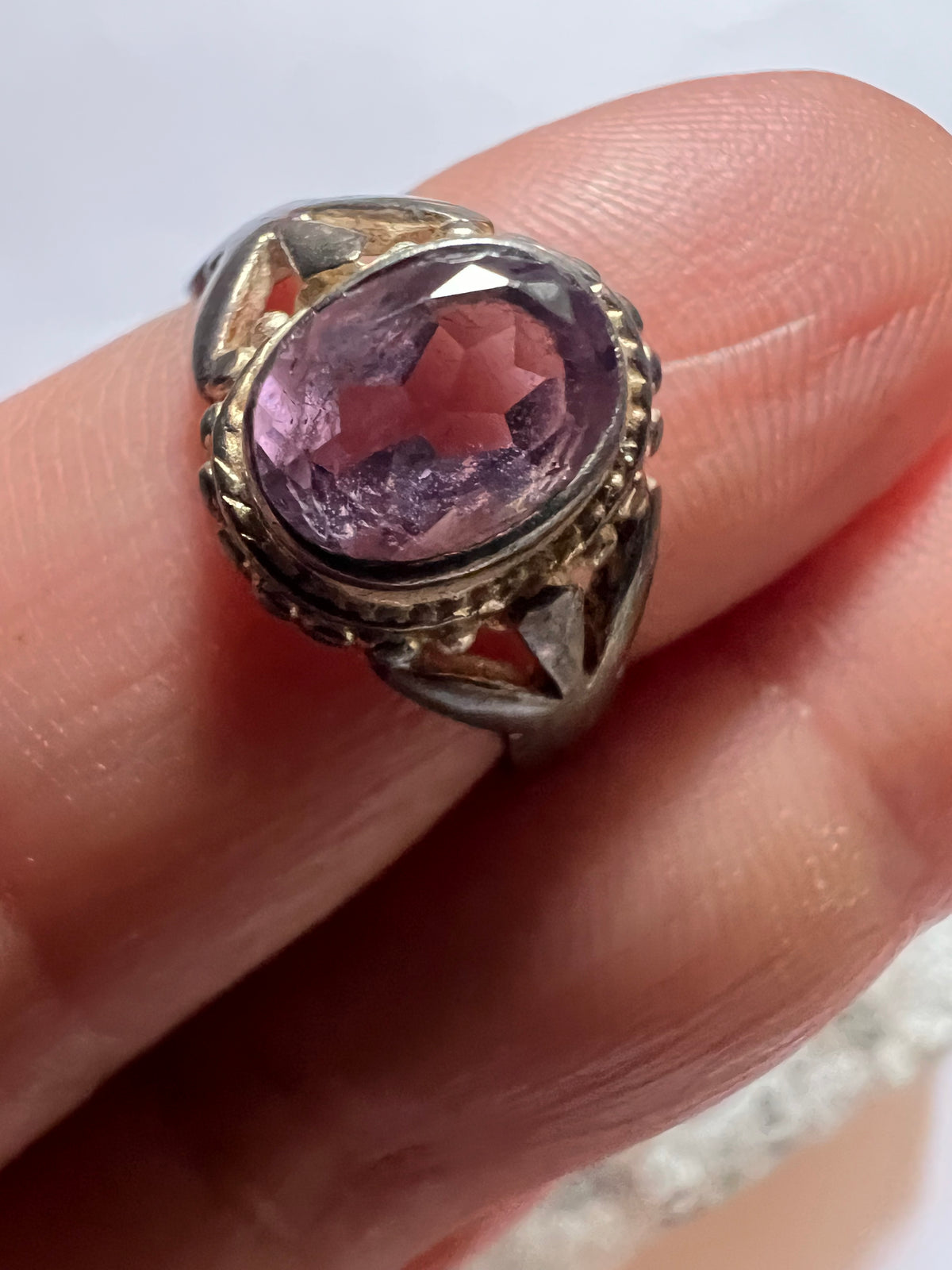 Vintage Faceted Amethyst Ring Size 7