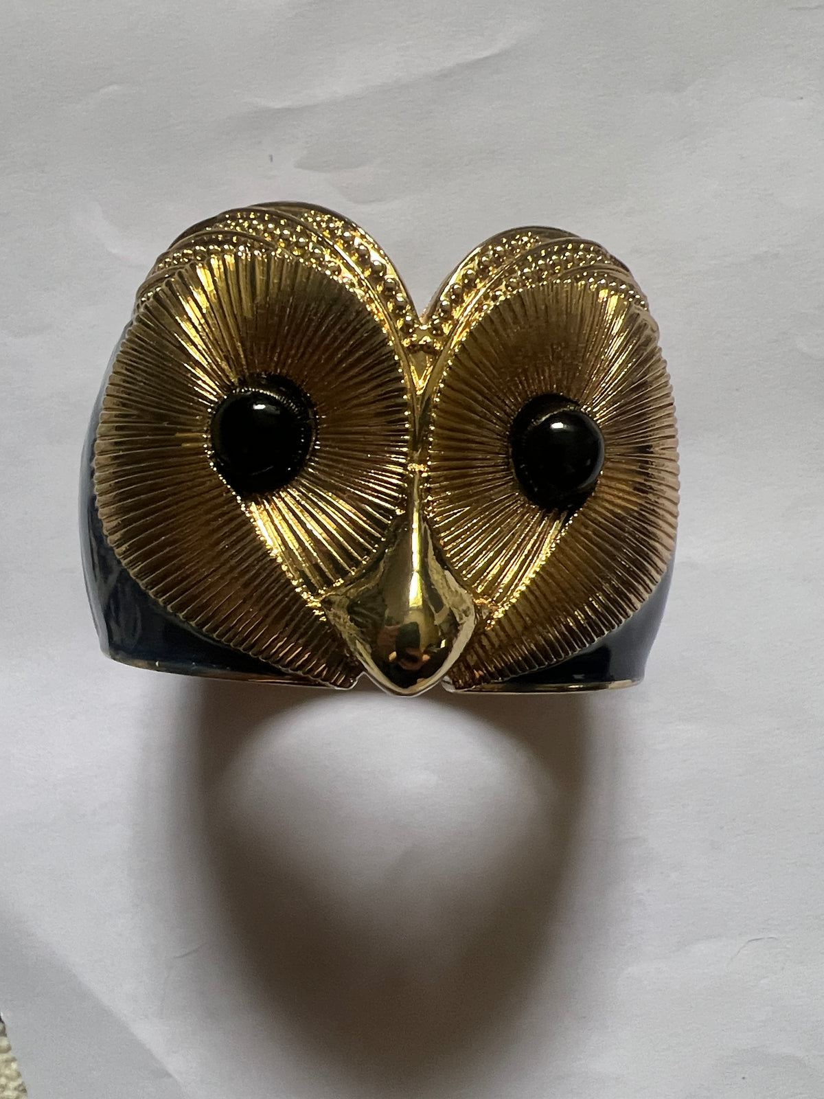 Vintage Gold + Blue Owl Statement Cuff