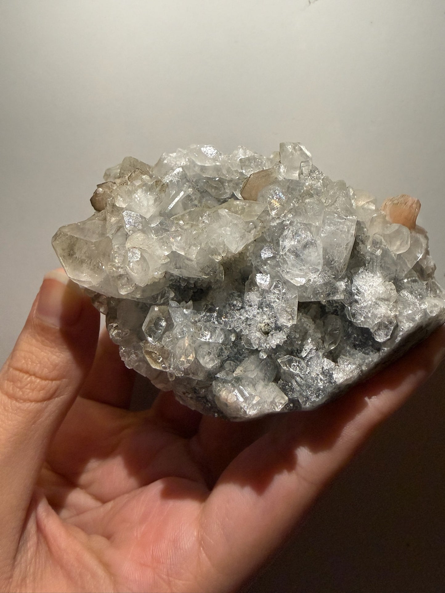 Apophyllite with Peach Stilbite Cluster - India