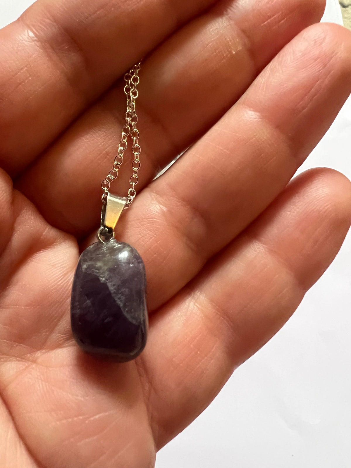 Amethyst Pendant on Sterling Silver Necklace