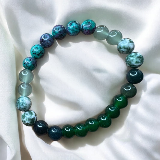 Tree Agate,Ruby in zoisite, Green Agate bracelet