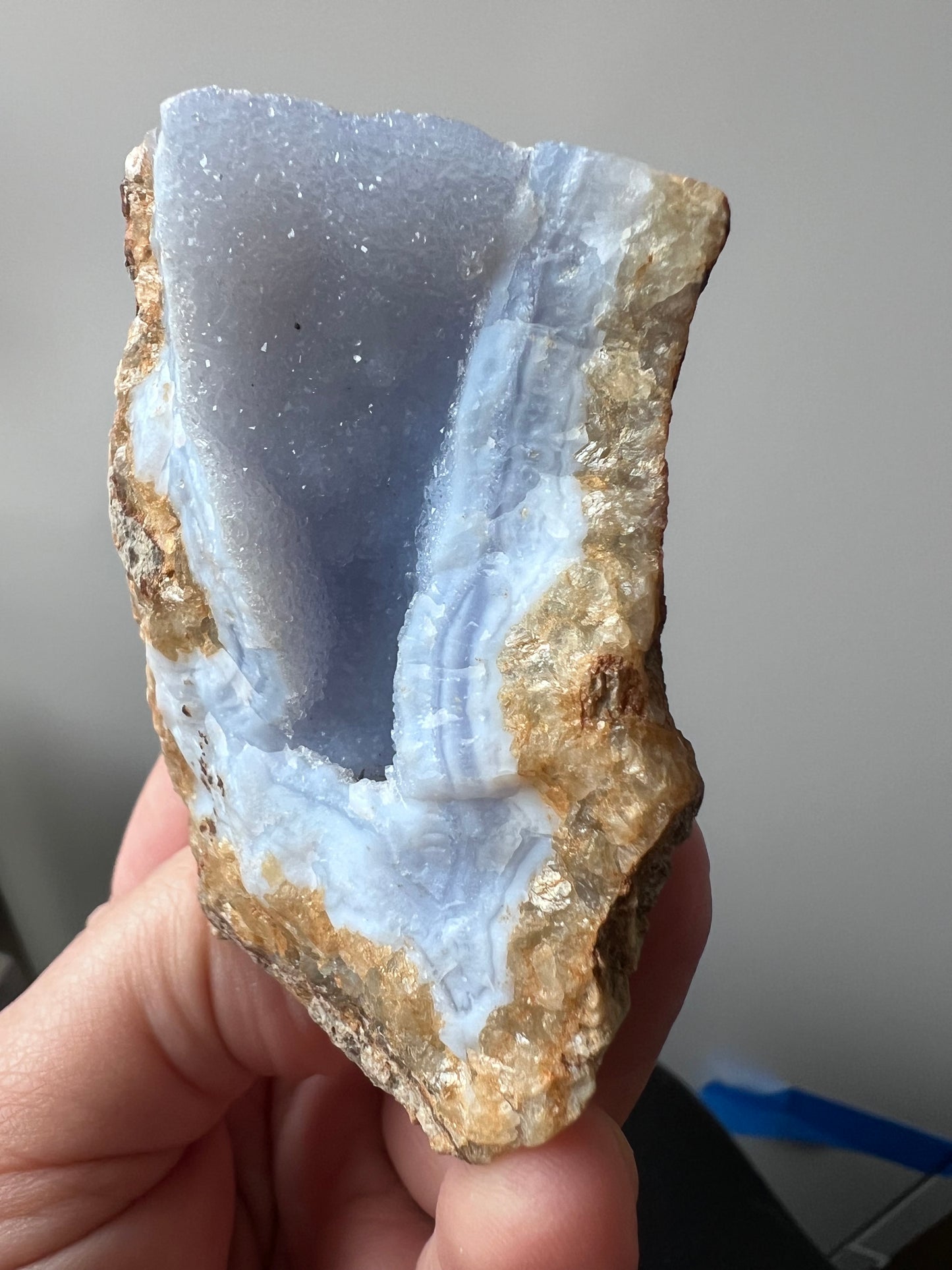 Blue Lace Agate Druzy Geode - South Africa