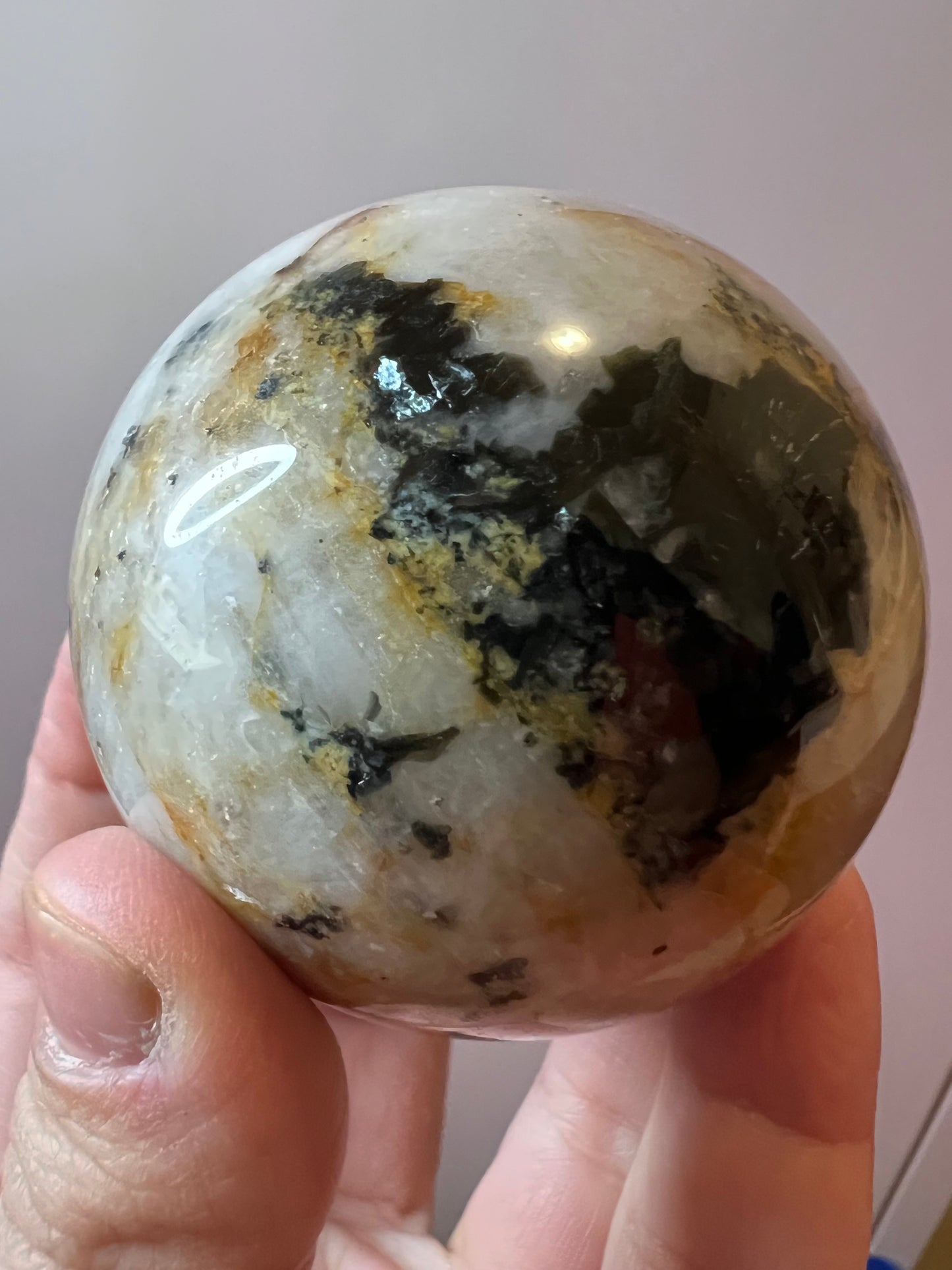 High- Grade Yellow Tourmaline with black Mica Sphere - Pakistan