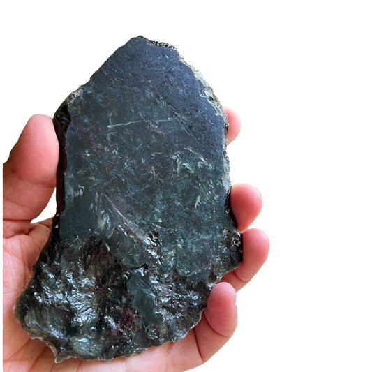 Seraphinite Slab with Red Jasper Inclusions