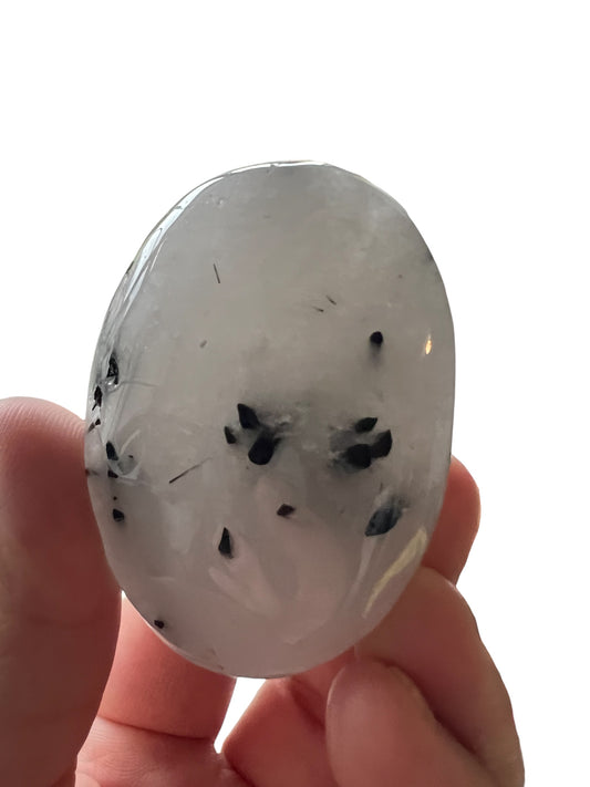 Tourmalinated Quartz palm stone - Brazil