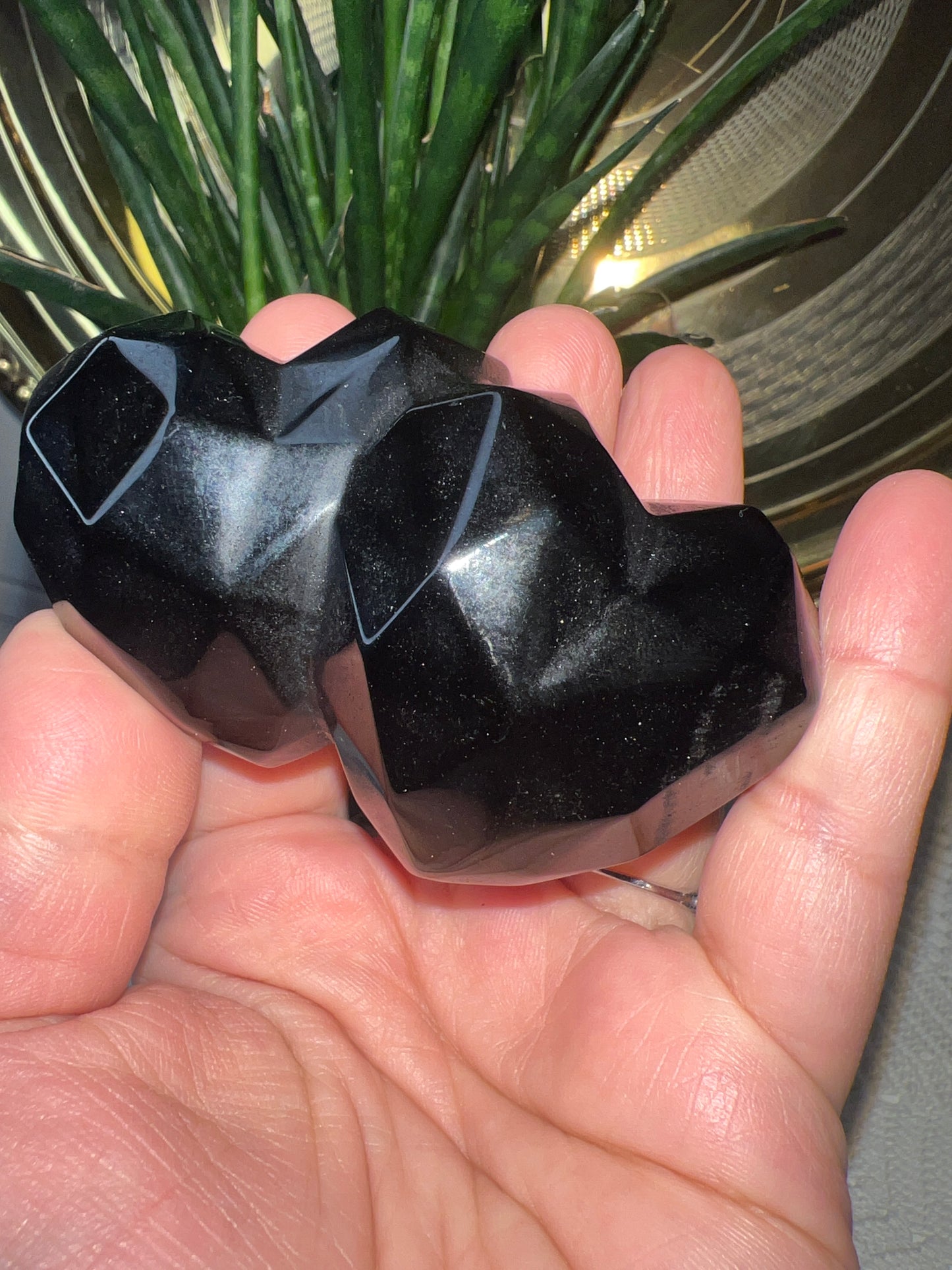 Double Black Obsidian Heart - Raven + Sage