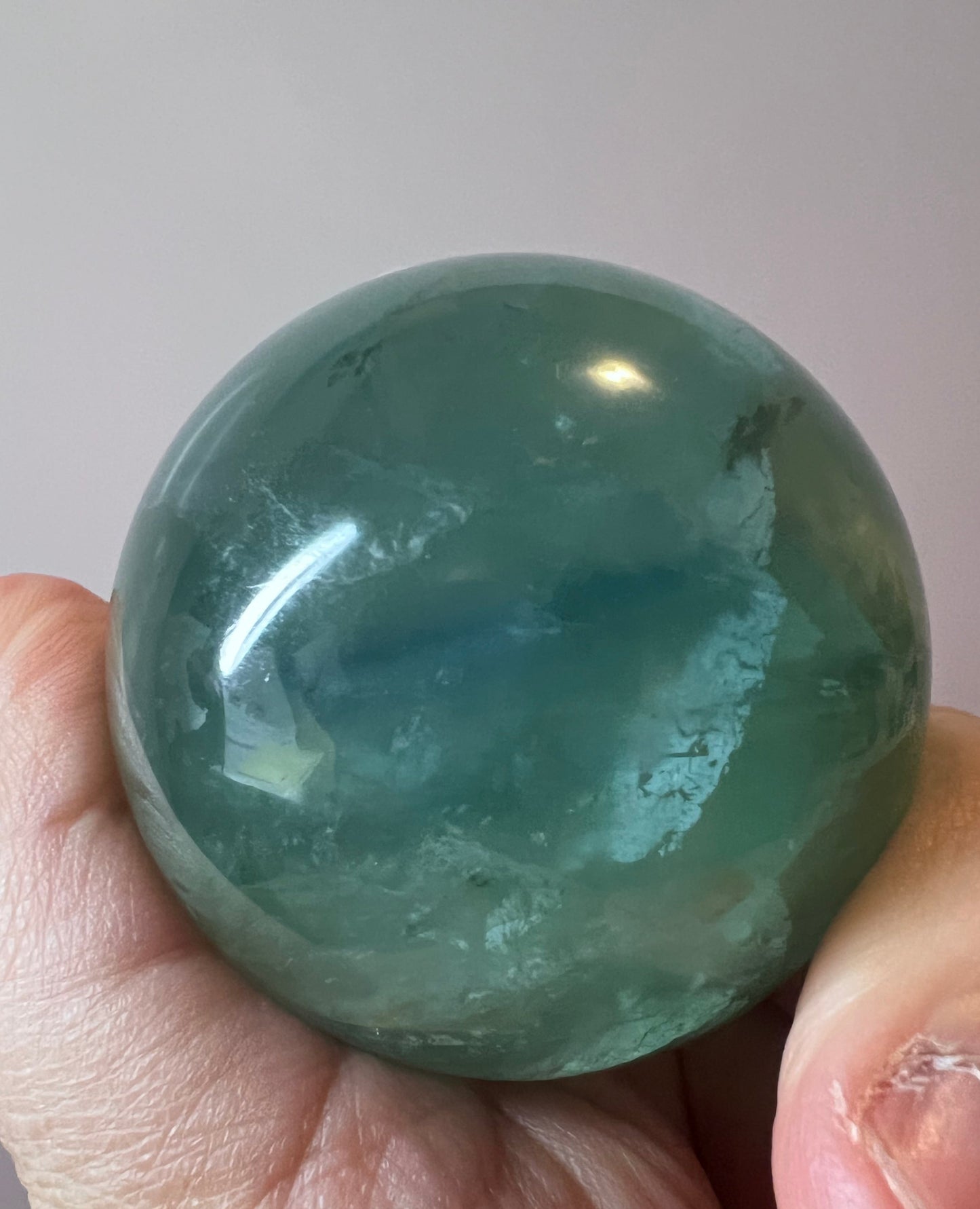 Green Fluorite with Hints of Blue Sphere - China
