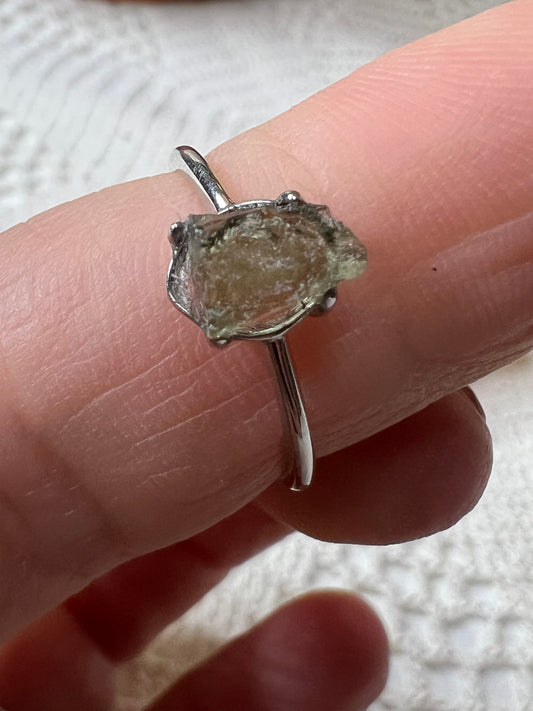 Moldavite Ring s925 sterling silver (adjustable) - Raven + Sage