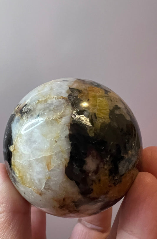 High- Grade Yellow Tourmaline with black Mica Sphere - Pakistan