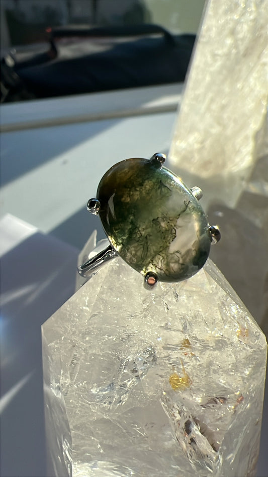 Moss Agate Ring - Size 6